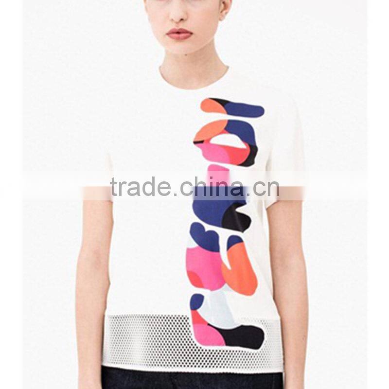 custom short sleeve printing t shirt 100% cotton fashion design women's t shirt 2015