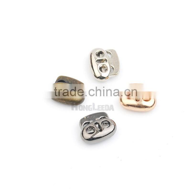 4 colors small oval metal alloy stoppers toggle cord locks Drawstring lock two holes for 3mm bungee cord STP-018