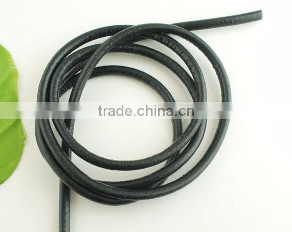 High Quality Black Round Real Leather Jewelry Cord 5mm