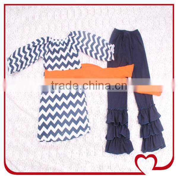Fancy Kids Brand Name Designer Clothing Bulk Buy Chevron Top And Casual Ruffle Pant Plus Size Wholesale Children Clothing