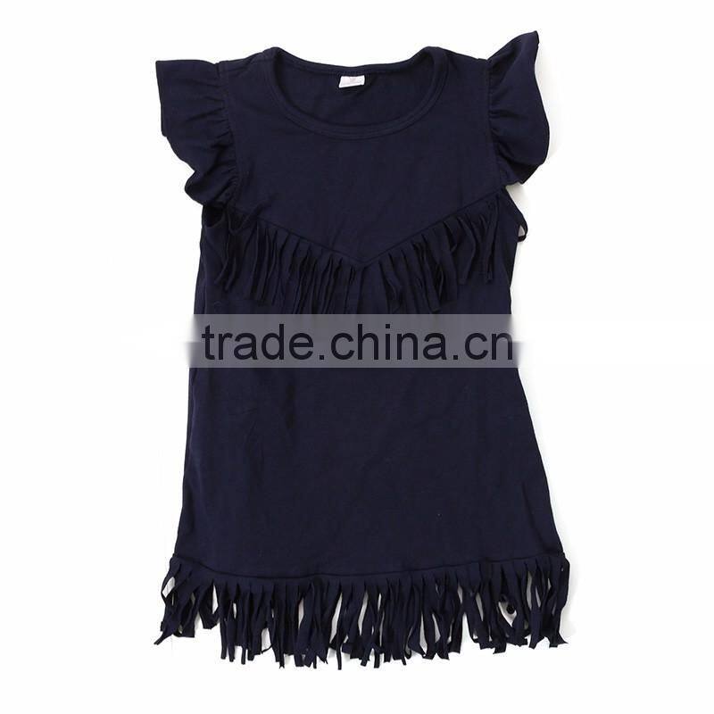 baby girls tassels cotton dress boutique all-match clothing kids wear fringe multi color mint M7031507