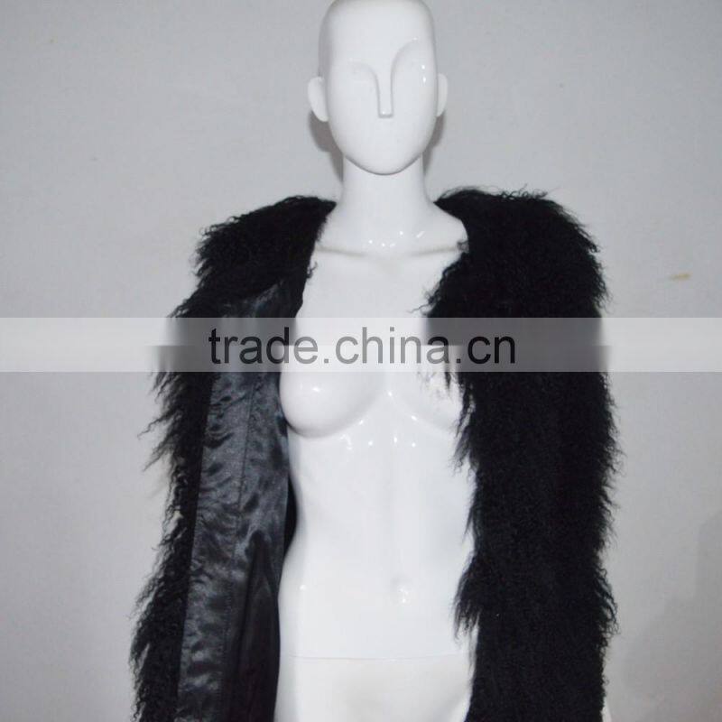 SJ036-01 2017 New fashion Hipe Length Real fur vest for girl or women