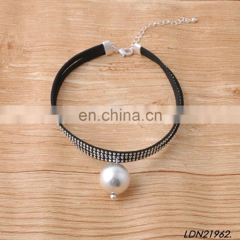 Long Black Layered Leather Thin Double Wrap Choker Bolo Necklace with Gold Tip- Vegan Faux Suede Accessories