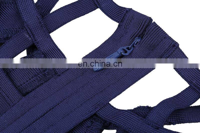 Amigo 2017 new style blue sleeveless sexy cut out bandage dress midi evening dresses for women party wear