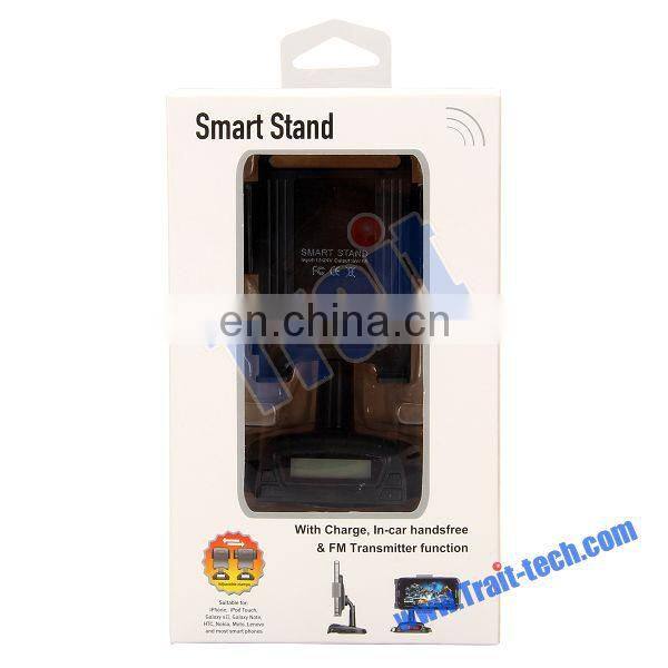 Smart Stand Car Holder In-car Handfree and FM Transmitter Function for iPhone Samsung HTC Nokia and Etc Smart Phone