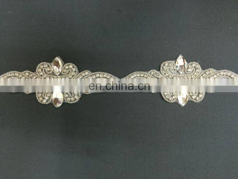 2016 Hot Fix Motif Bridal Wedding Dress Accessories Crystal Bridal Applique Trim