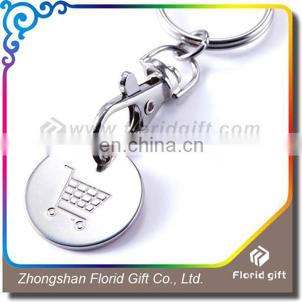 High quality cheap custom shape metal trolley coin keychain