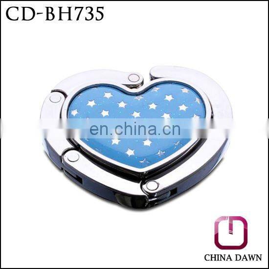 Simple heart shape colored painting bag hook with stars