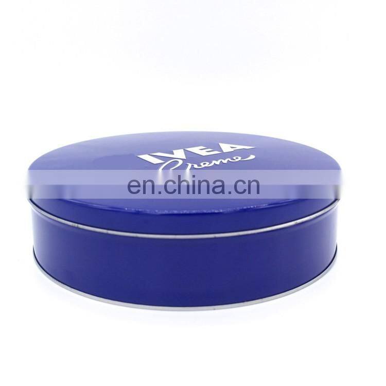 2015 new style miniature round bule tin box for sale