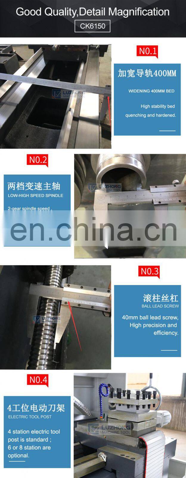 Horizontal CNC Lathe Machine Price CK6150 Taiwan Lathe CNC