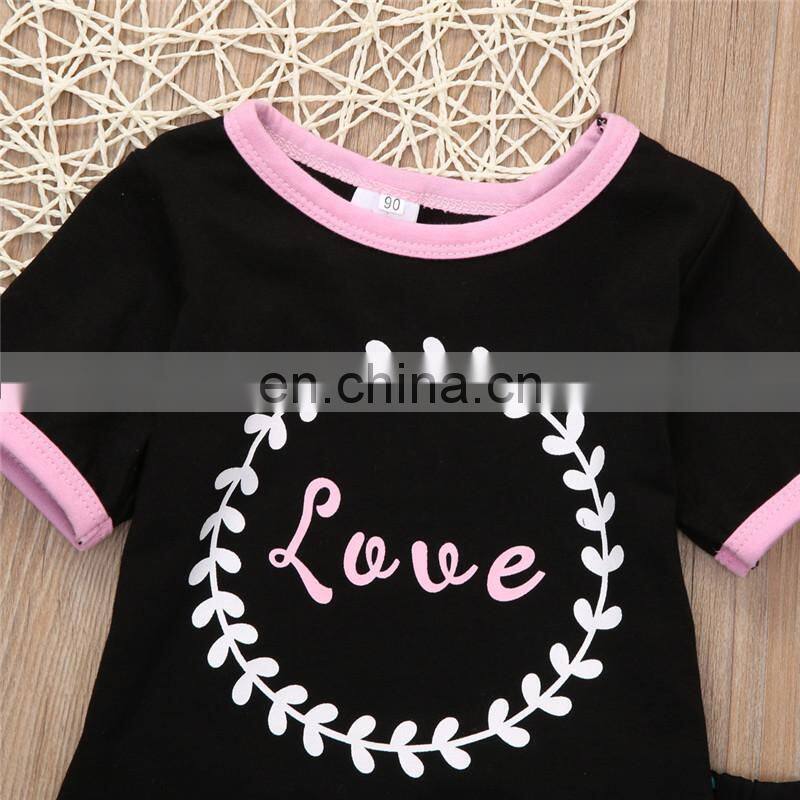 Summer Wear Clothes Little Girl Boutique Clothing Set Matching Printed Shorts 3 Piece Outfit