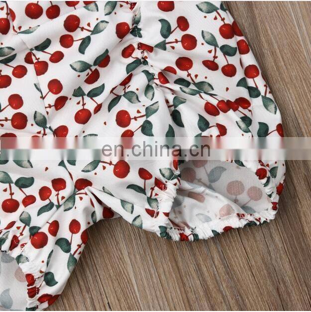 Baby Girls Cherry Pattern Romper 2019 New Summer Newborn Baby Girl Floral Romper Fly Sleeve Jumpsuit Lace Outfit Clothes Sunsuit