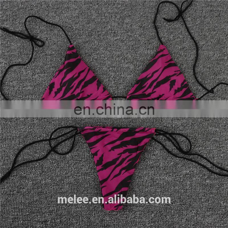 RTS custom made private label swimwear hot sex girl bikini zebra leopard silver women bikinis