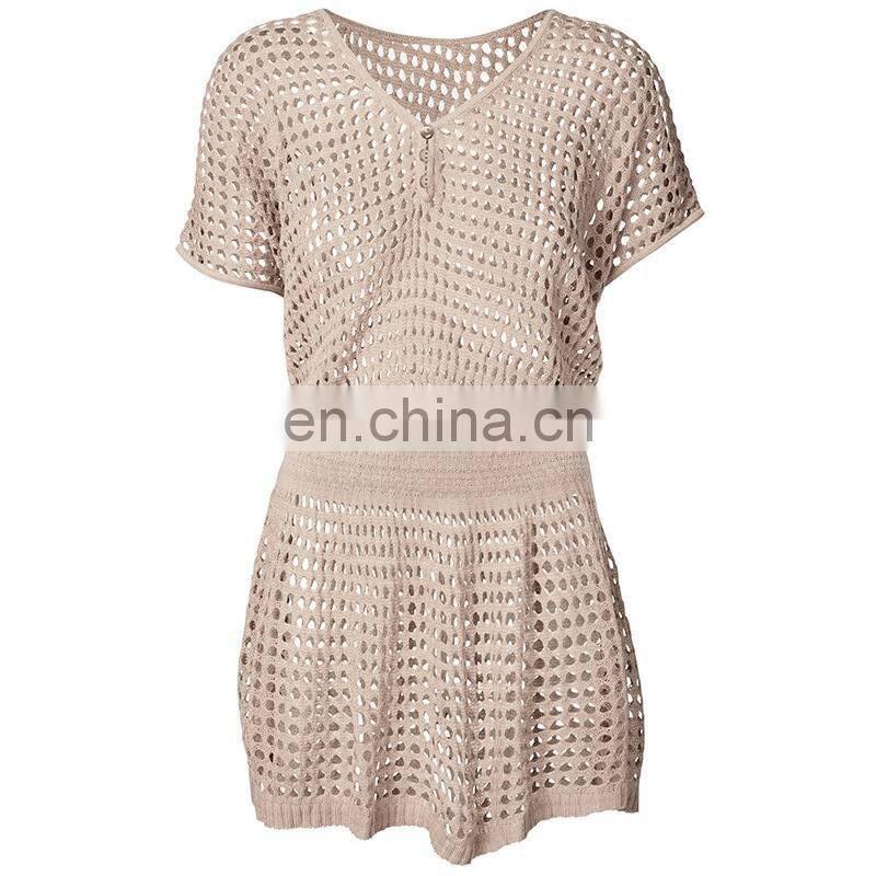 Summer women mesh knitted crochet swimsuit dress beachwear