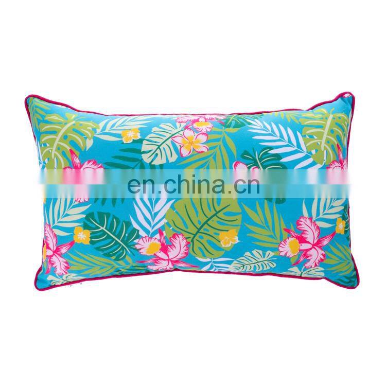 Decorative Throw Pillow Covers Square Outdoor Couch Personalized Printed Pillow Cushion with Piping Edge