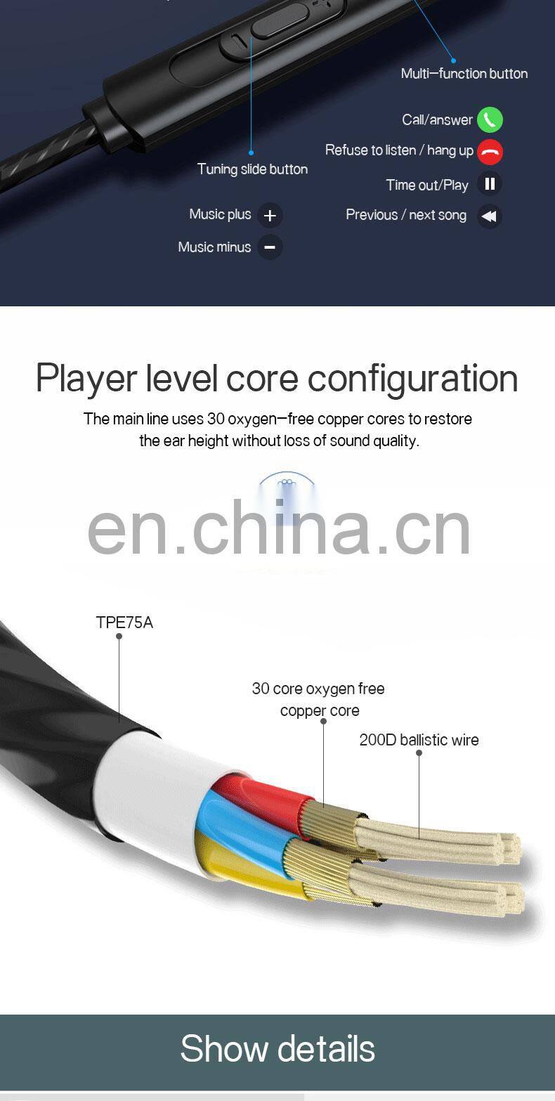 Golden Sky Earbuds With External Microphone Audio Headphone Audio Jack Headset Microphone Earpiece Oem Metal Earphone Wired