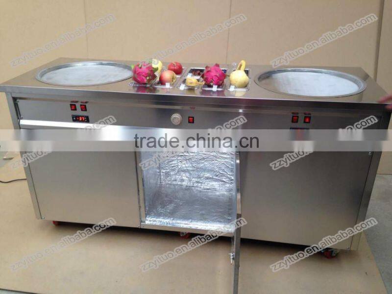 New Design Popular Double Plat pans Ice Cream Cold Plate Machine