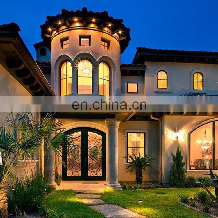 Customized villa popular grill designs durable profile front wrought iron double door