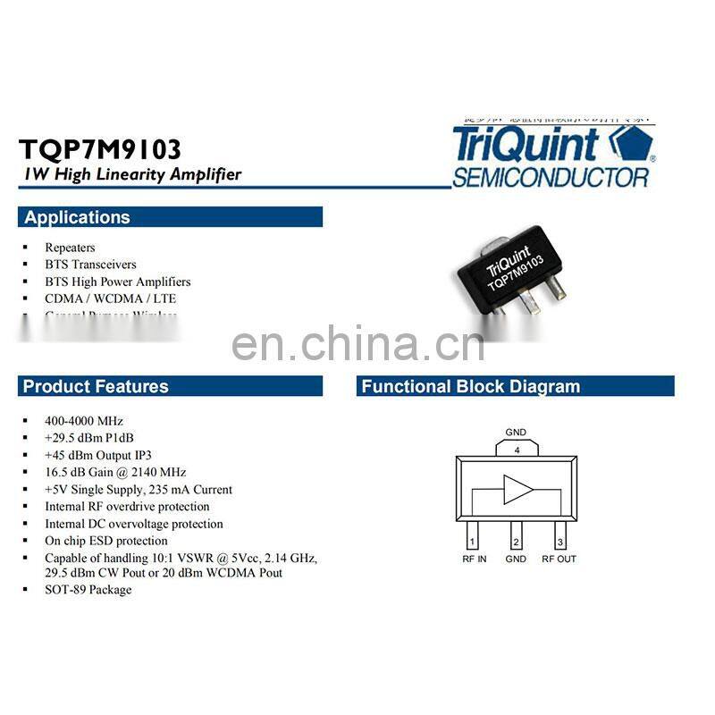 1GHz 1W TQP7M9103 RF Power Amplifier Development Board with Heat Sink For Continuous Operation