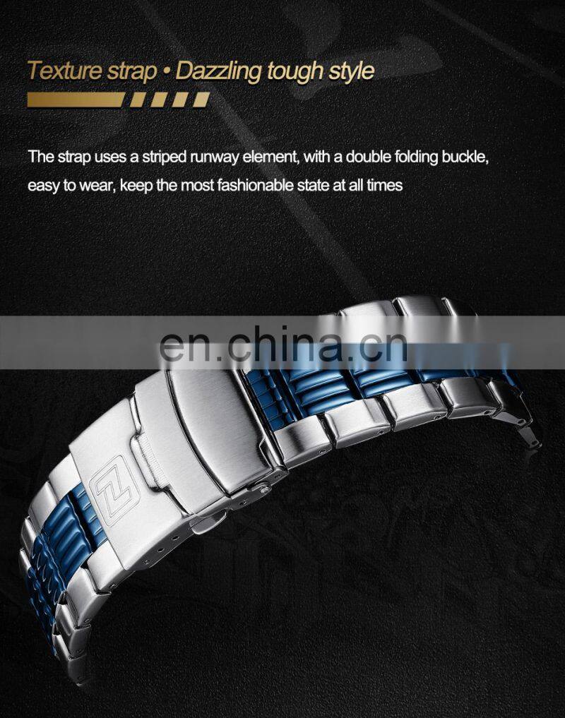 NAVIFORCE 9195 Luxury Brand Digital Sport Watch Men Steel Band Waterproof Chronograph Alarm Clock Luminous Quartz Wristwatch