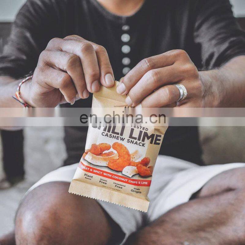 35g cashew nut sanck custom printed matte glossy kemasan roll sachet plastic packaging bag