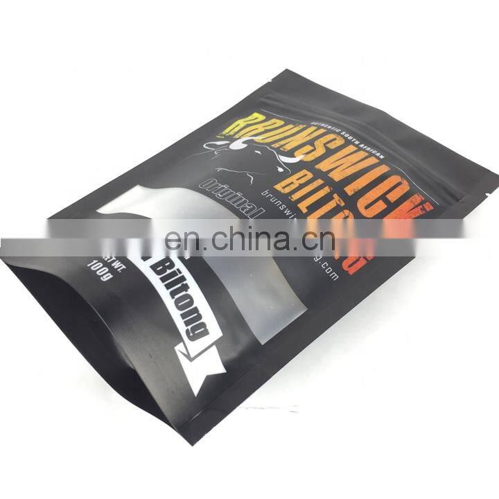 Custom Dried Snack Food Stand Up Pouch Biltong Beef Jerky Packaging Bags with Window