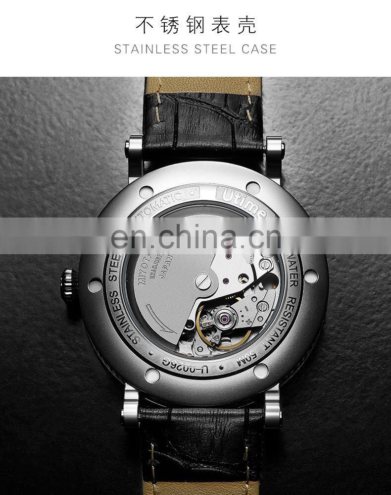 Utime Dragon Automatic Men's Mechanical Calendar Date Display Luminous Pointer Automatic Watch U0026G Relogio Masculino