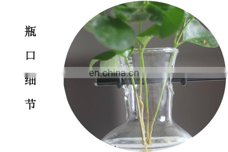 Terrarium Hydroponic Plant Vases Vintage Flower Pot Transparent Vase Wooden Frame Glass Tabletop Plants Home Bonsai Decor