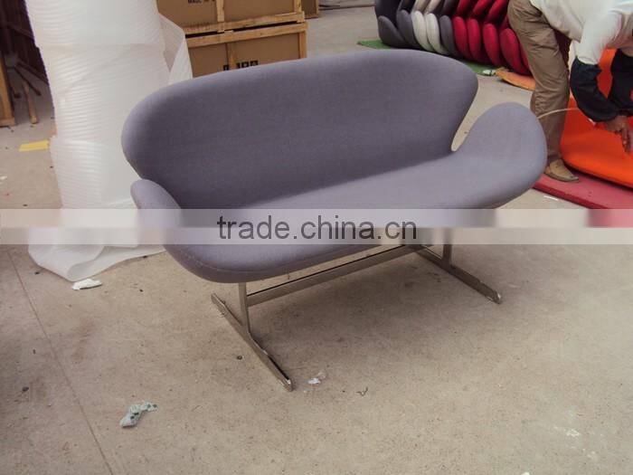 replica classic fiberglass material fabric/genuine leather double position/2 seater swan sofa desined by Arne Jacobsen