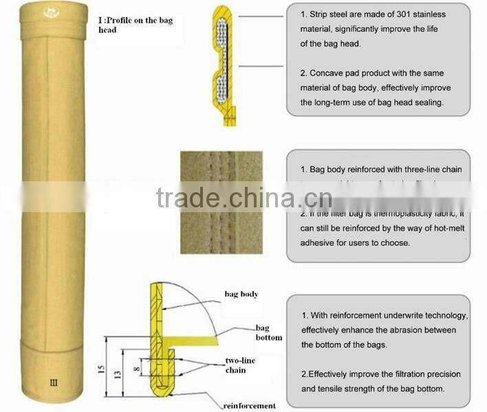 100% P84 nonwoven dust collector filter bag (needle punched)