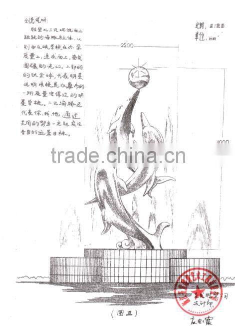 stainless steel Dolphins fountain sculpture