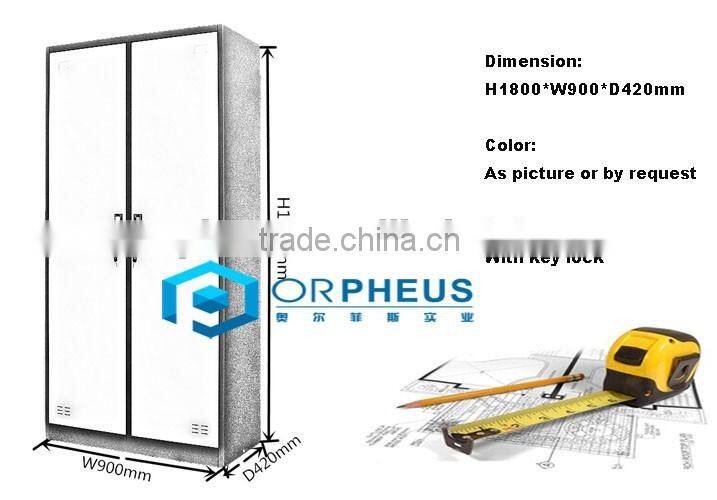 New Metal Closet Organizer Hanging Clothes Wardrobe Closet 2 Swing Door Closet Wholesale