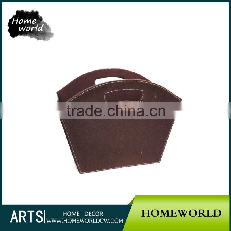 Red Color Lattice Stitching Crocodile Magazine Leather Kitchen Storage Basket