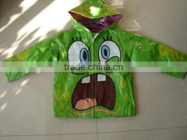 Cute Design PU Raincoat For Kids