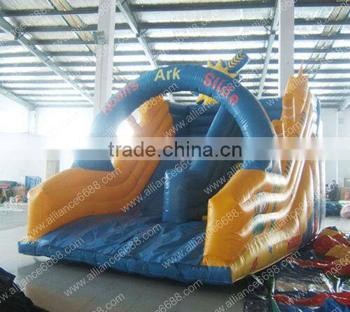 yellow and blue small 6x5m pvc inflatable water slide, customize pvc inflatable slide and pvc pool,inflatable water slide