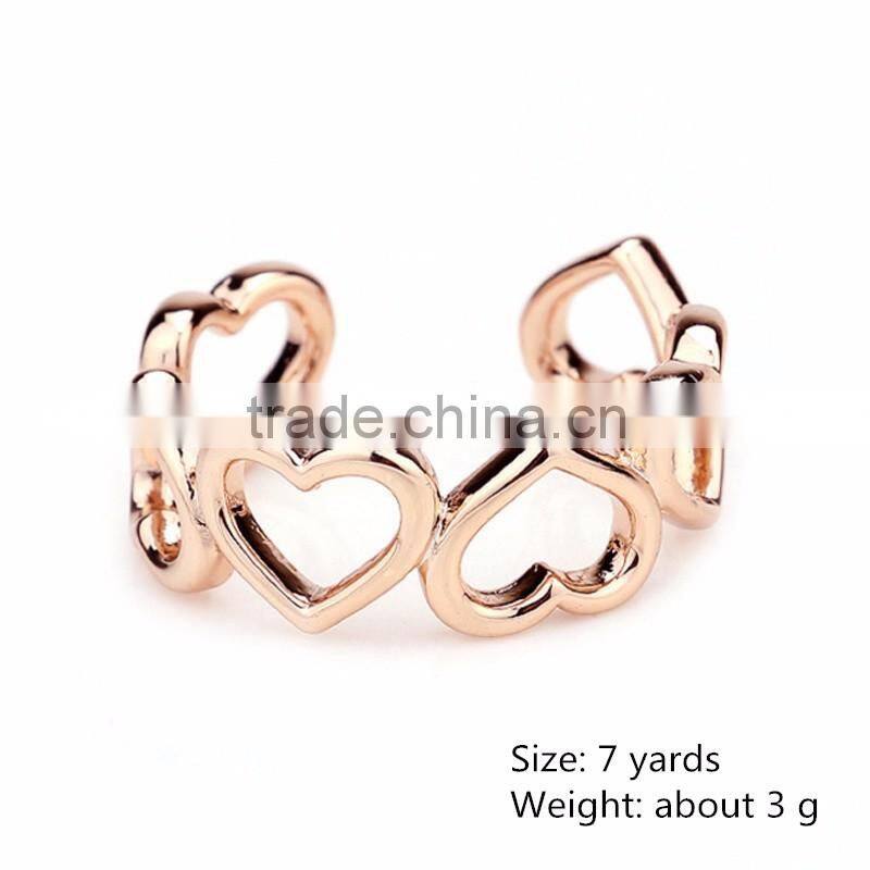 2016 Lovely Trending Jewelry 10k Hollow Heart Fancy Gold Ring Designs for Ladies