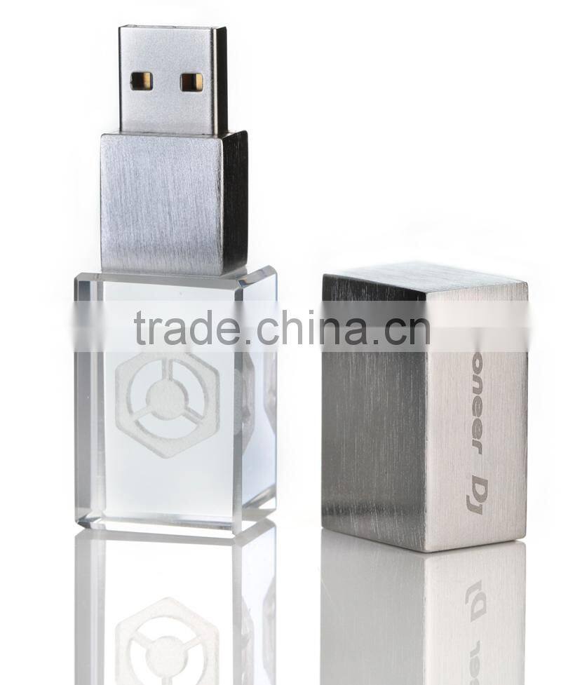 Crystal USB Flash Drive 3D Engrave Pendrive with Logo