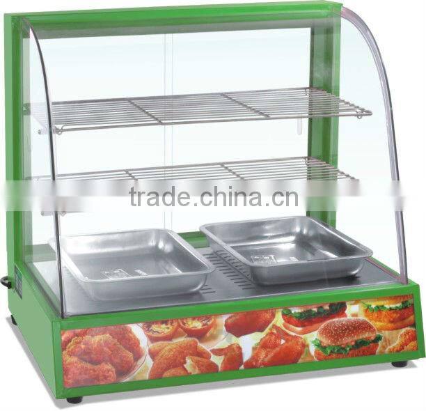 2015 High Quality Hot Glass Display Showcase Food Warmer