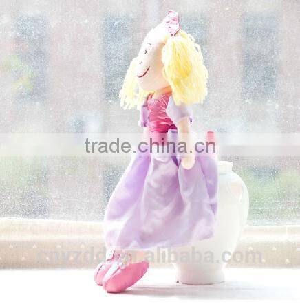 Fabric Rag Doll in Purple Skirt/ Plush Rag Doll 18" Tall Holding Magic Wand