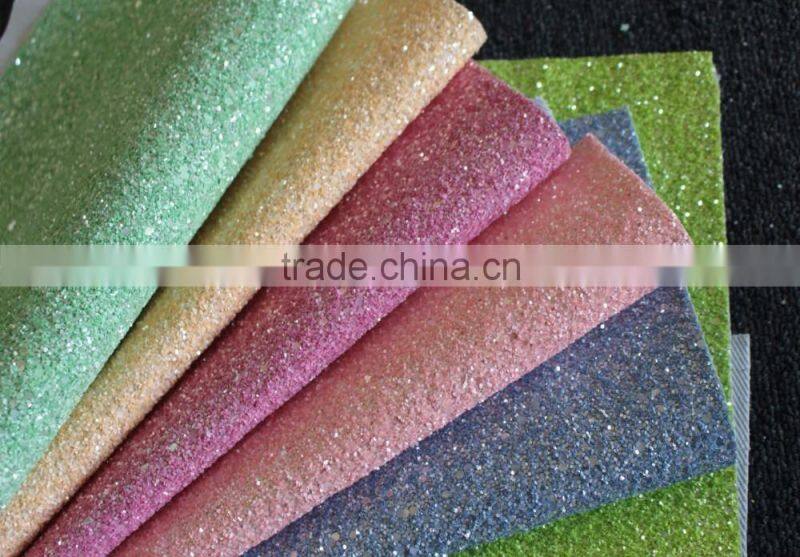 100% polyurethane leather glitter pu fabric hot selling leather per meter