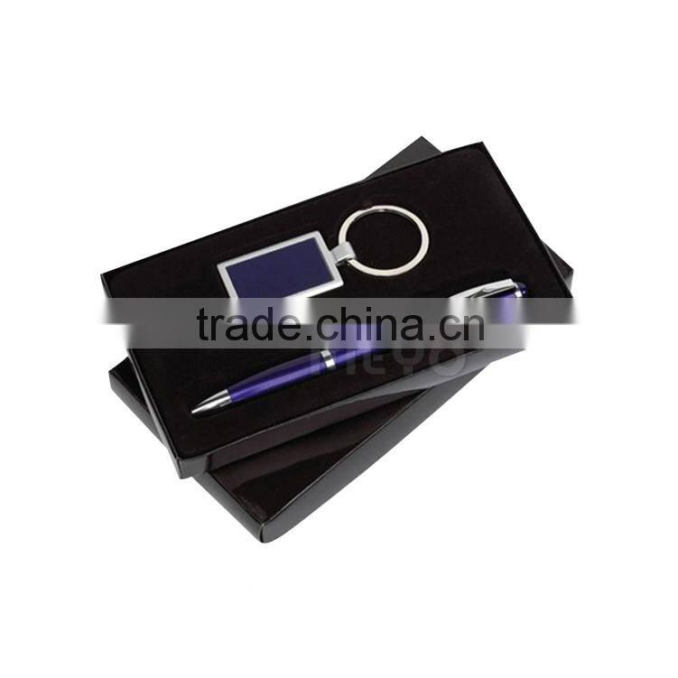 Elegant click pen ball point pen and plate key clip chain gift box