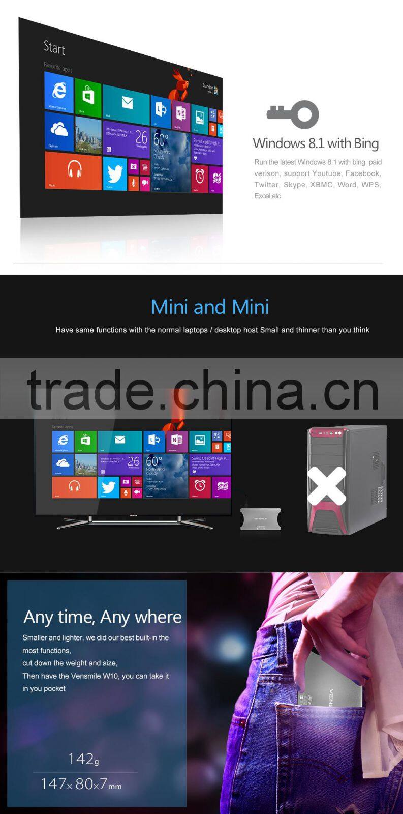 Factory vensmile w10 mini pc 2gb 64gb Intel 2016 vensmile w10 mini pc vensmile w10 mini pc 2gb 64gb