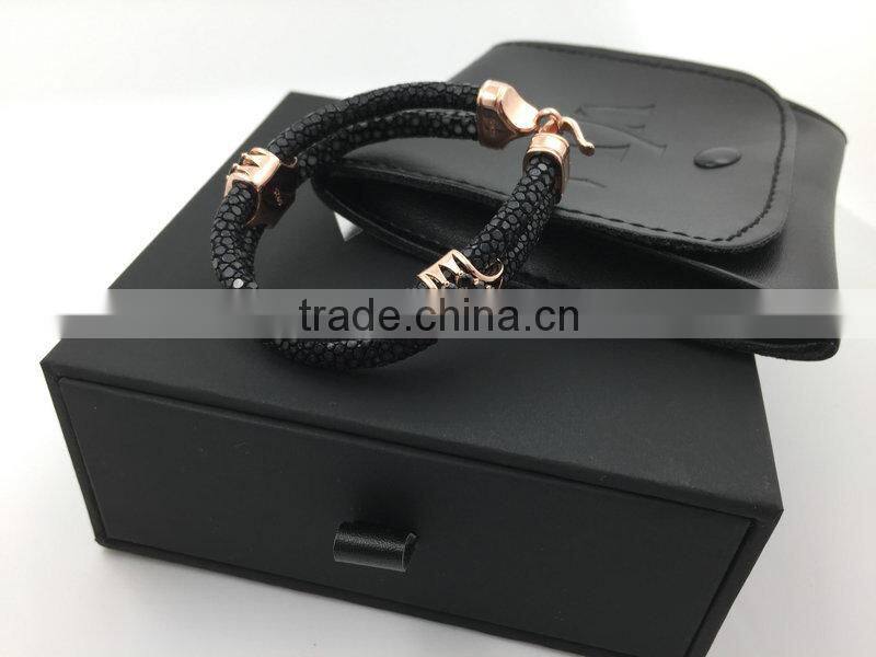 2016 HOT SALE Customized Black Jewelry Box Luxury Gift Box set with PU Pounch bag