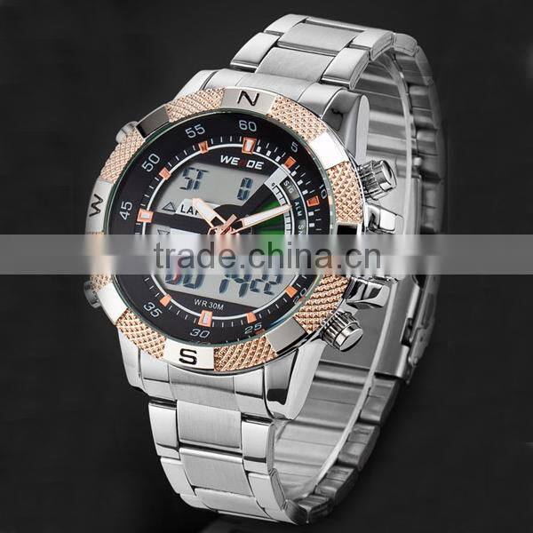2015 high quality pebble all stainless steel vogue watch for couples