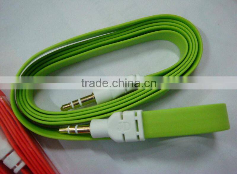 Gold plated Flat aux audio cable 3.5mm audio cable braided 3.5mm stereo jack cable