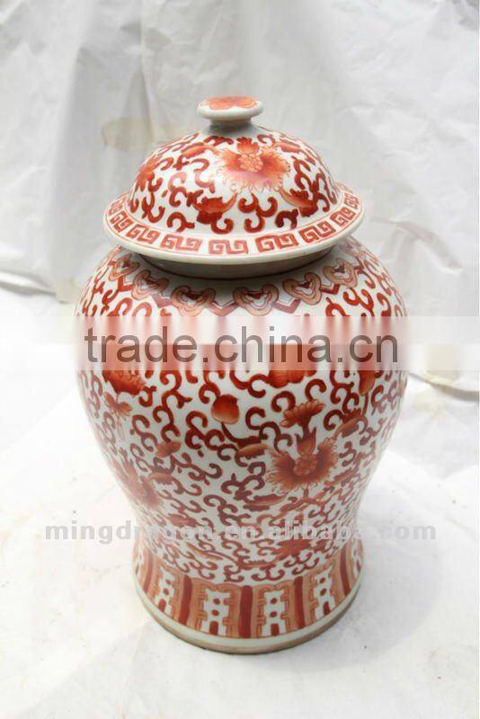 Chinese antique ceramic& porcelain red & white flower pots