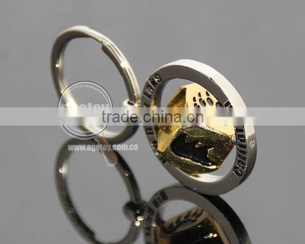 USA California Big Bear Lake Souvenirs Spinning Gold Dice Rotate Metal Revolve Cube Keyring