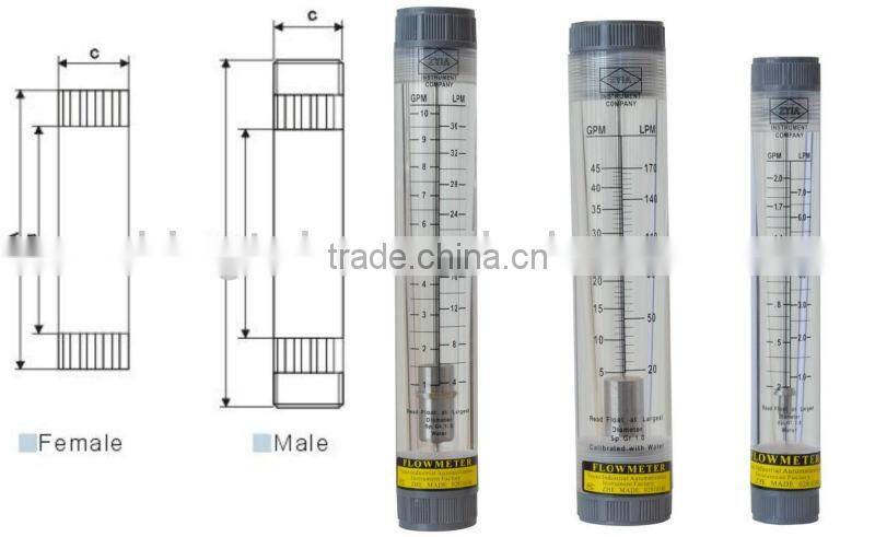 Supply ZYIA logo inline tube float portable water flowmeter
