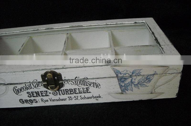 Shabby chic French style white wood sundries storage box