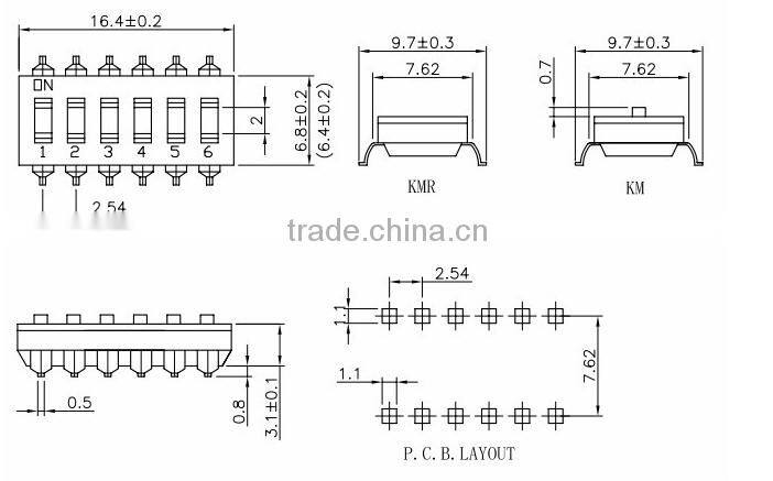 DIL-06 smd dip switch 6 pin 1.27mm SMD DIP switch setting dip switch (FBELE)